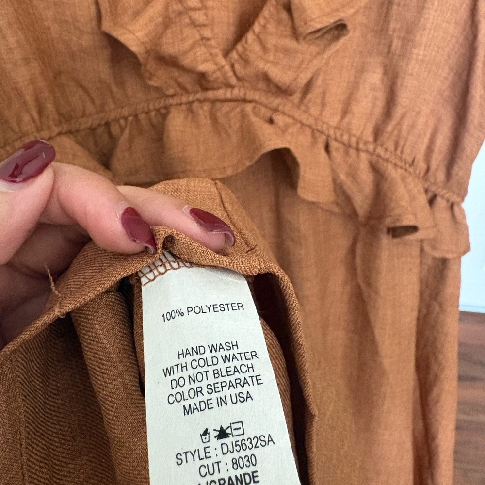 Ces Femme Sleeveless Ruffle Hem Sundress in Warm Caramel - Picture 2 of 4